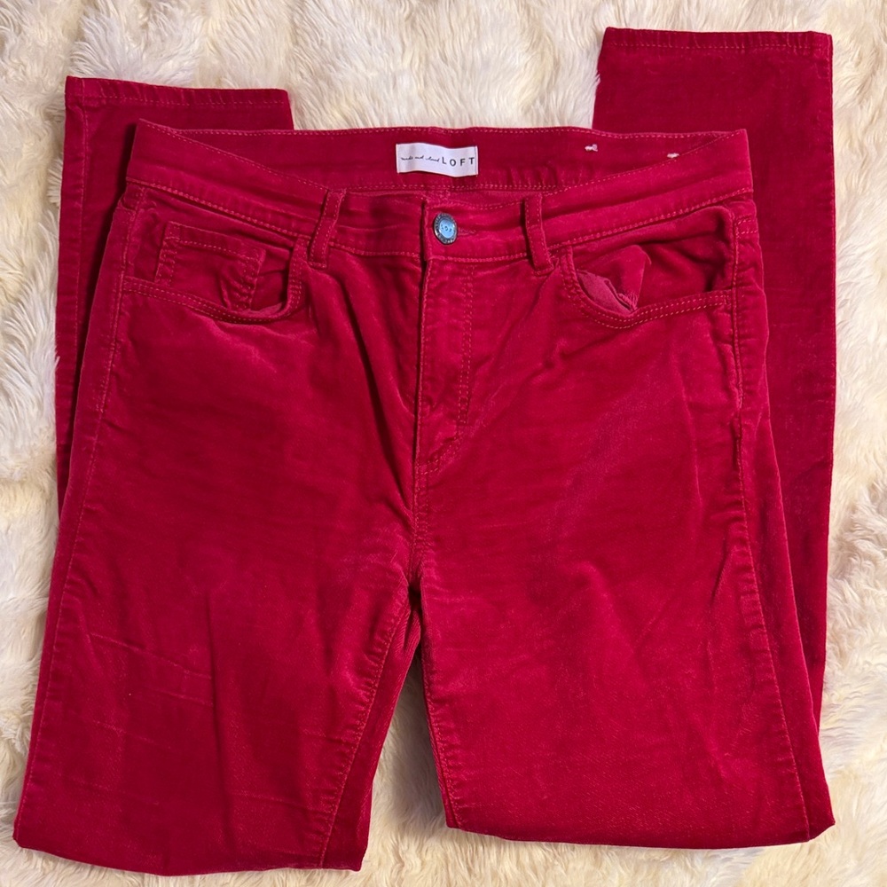 LOFT Women's Vibrant Red Skinny Jeans